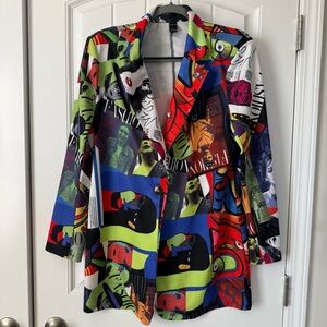 NWOT Notch Collar Single Button Longline Blazer w/ Shoulder Pads